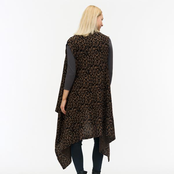 LEOPARD PATTERN VEST SHAWL RUANA