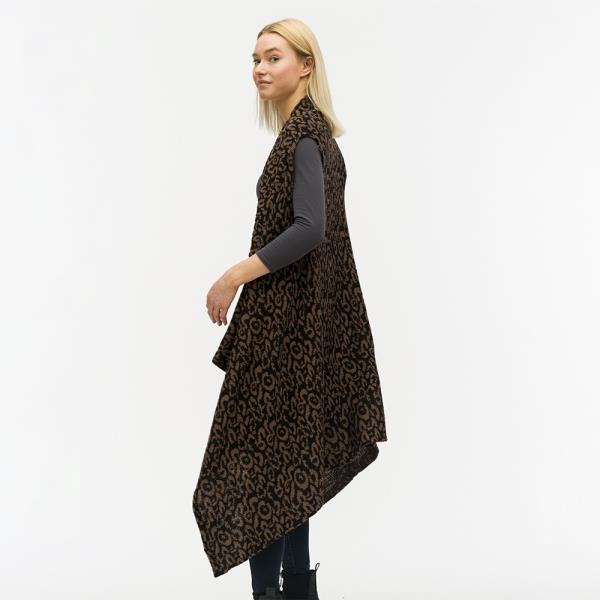 LEOPARD PATTERN VEST SHAWL RUANA