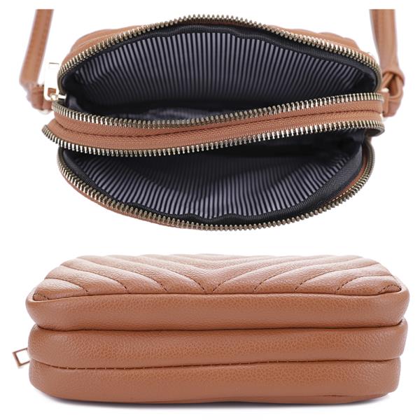 TRENDY V QUILTED ZIPPER CROSSBODY BAG