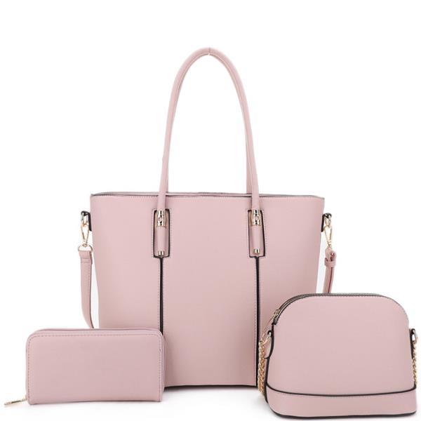 3IN1 SMOOTH TOTE BAG W CROSSBODY AND WALLET SET