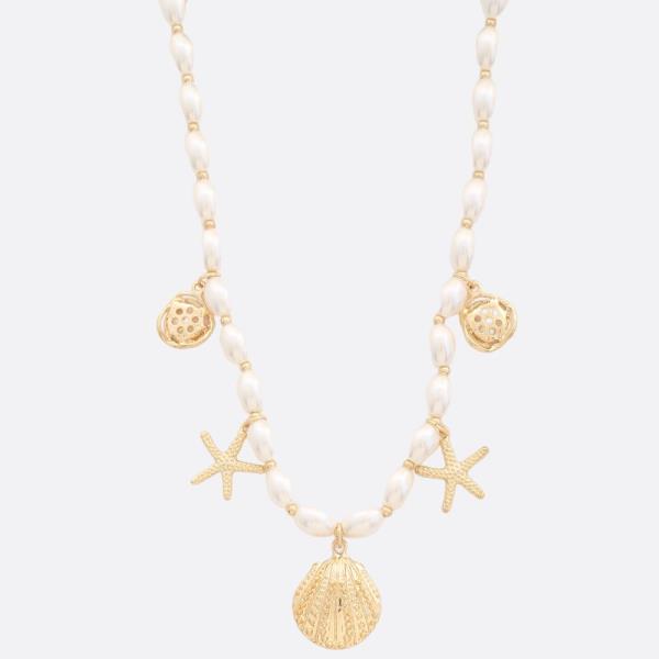 SODAJO SEA LIFE CHARM PEARL BEAD NECKLACE