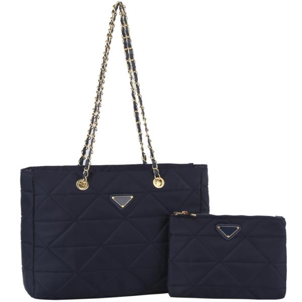 2IN1 QUILTED DESIGN SATCHEL W ZIPPER POUCH BAG