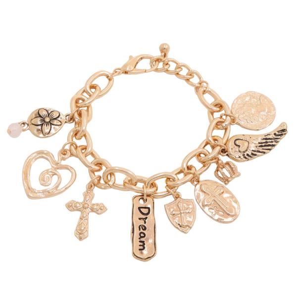 CROSS HEART CHARM DREAM METAL BRACELET