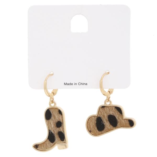 WESTERN STYLE FAUX FUR BOOT COWBOY HAT DANGLE EARRING