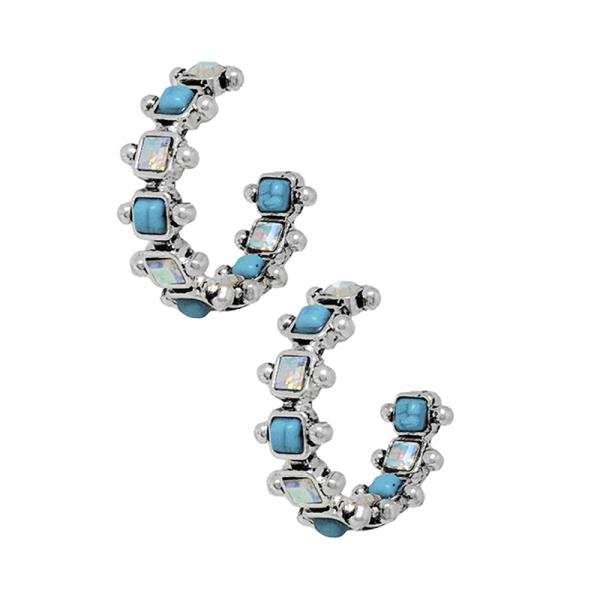 WESTERN RHINESTONE HOOP EARRING