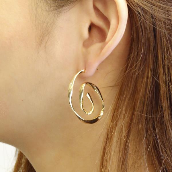 14K GOLD/WHITE GOLD DIPPED SWIRL HOOP EARRING