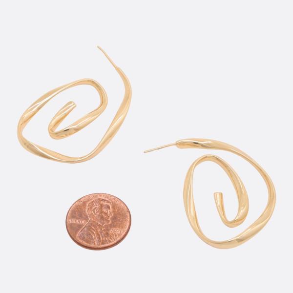 14K GOLD/WHITE GOLD DIPPED SWIRL HOOP EARRING