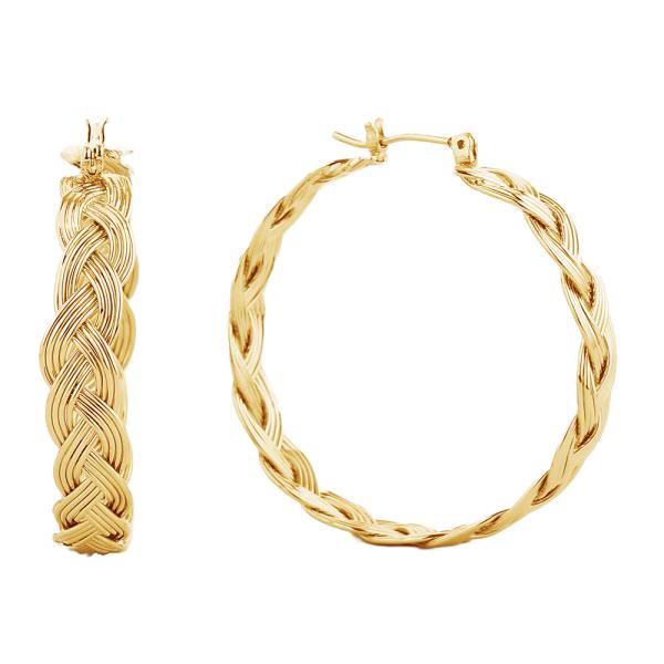 14K GOLD/WHITE GOLD DIPPED HOOP EARRING