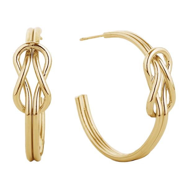 14K GOLD/WHITE GOLD DIPPED KNOT HOOP EARRING