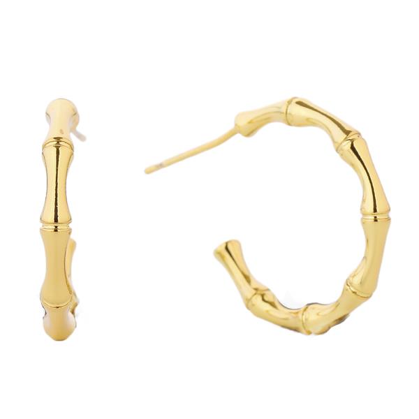 14K GOLD/WHITE GOLD DIPPED BAMBOO HOOP EARRING