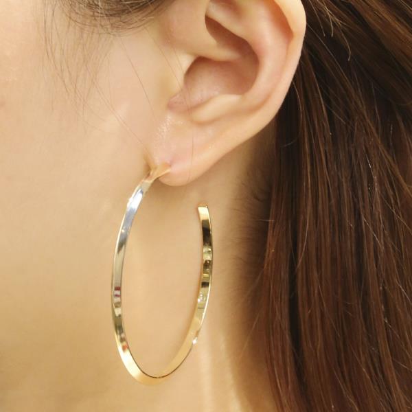 14K GOLD/WHITE GOLD DIPPED HOOP EARRING