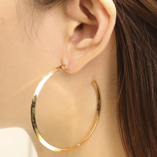 14K GOLD/WHITE GOLD DIPPED HOOP EARRING