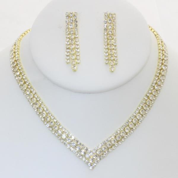 V SHAPE RHINESTONE NECKLACE