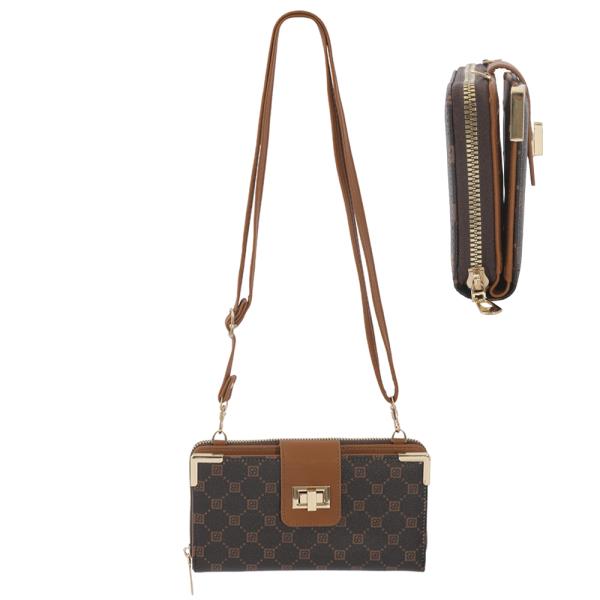 STYLISH TWIST LOCK CROSSBODY WALLET