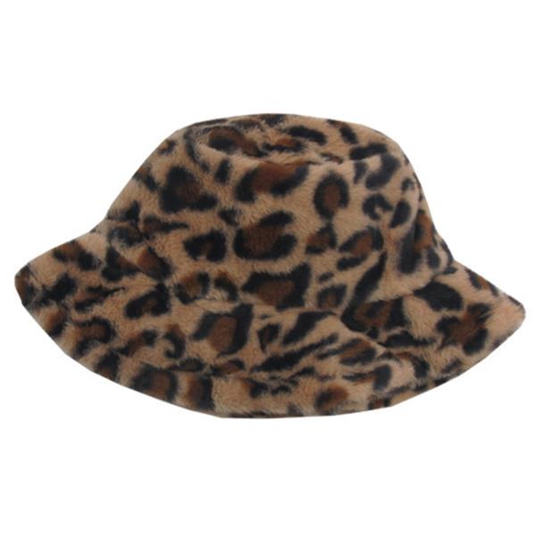 LEOPARD FUR BUCKET HAT