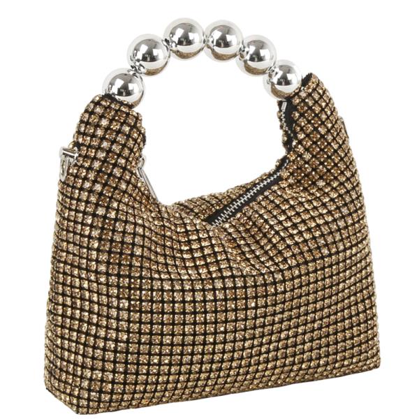 CHIC RHINESTONE ALL OVER HANDLE BAG