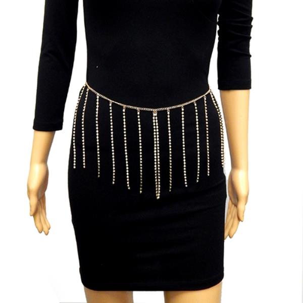 RHINESTONE FRINGE CHAIN BELT