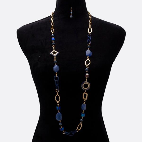 BEADED MULTI SHAPE LINK NECKLACE