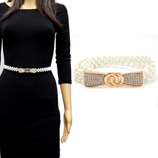 RHINESTONE RIBBON ELASTIC BELT