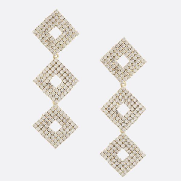 GEOMETRIC SHAPE RHINESTONE DANGLE EARRING