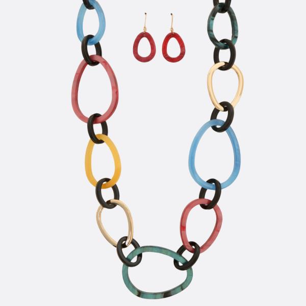 ACETATE OVAL LINK NECKLACE