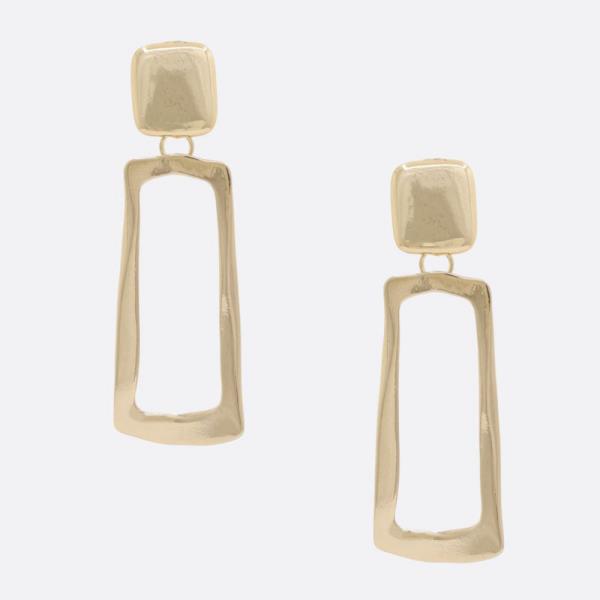 RECTANGLE METAL CLIP EARRING