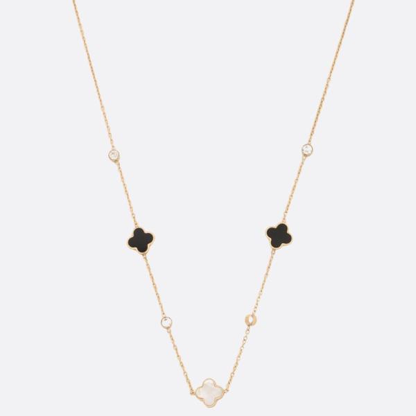 CLOVER DAINTY CRYSTAL STATION STAINLESS STEEL NECKLACE