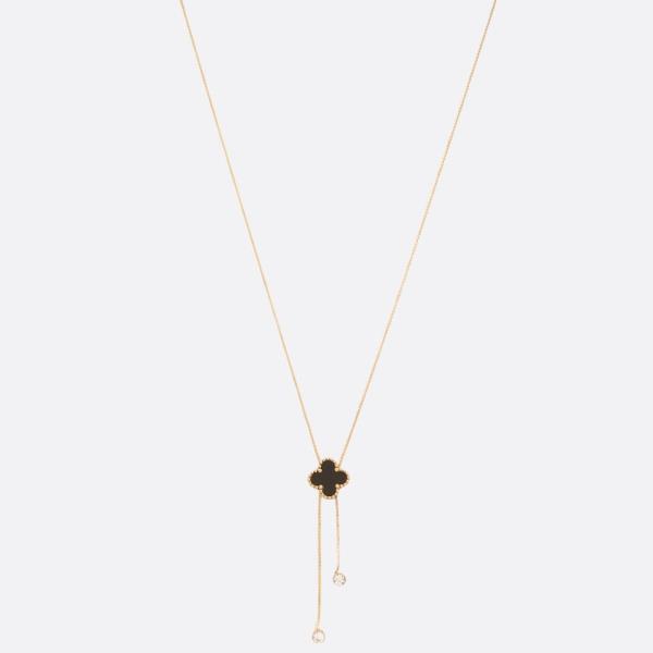 CLOVER CHARM DAINTY CRYSTAL STAINLESS STEEL NECKLACE