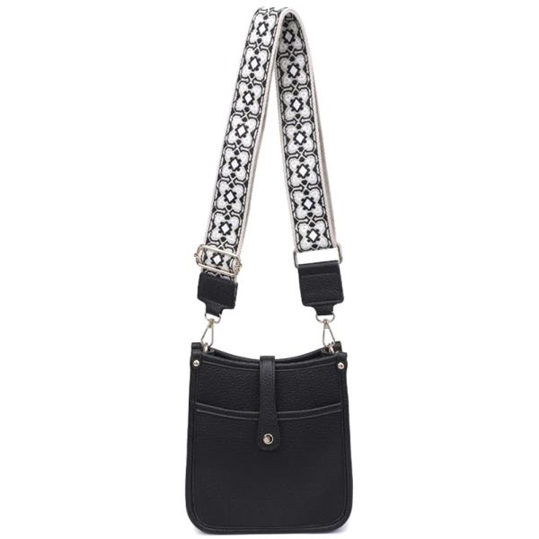 PLAIN BUTTON LOOP EMBROIDERED STRAP ASHLEY CROSSBODY BAG