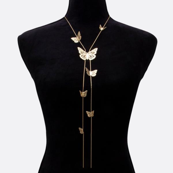 SDJ BUTTERFLY Y SHAPE METAL NECKLACE