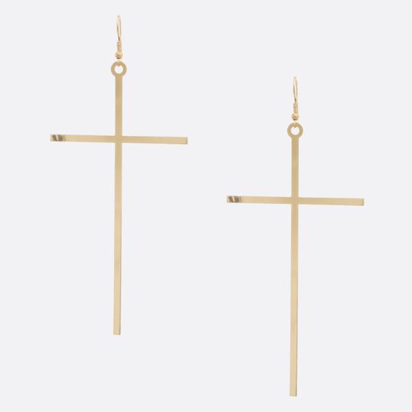 CROSS METAL DANGLE EARRING