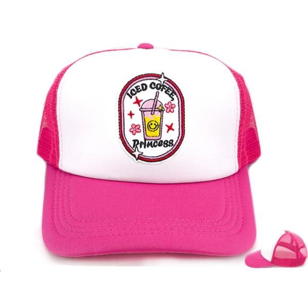 ICED COFFEE PRINCESS EMRBOIDERED PATCH TRUCKER MESH CAP