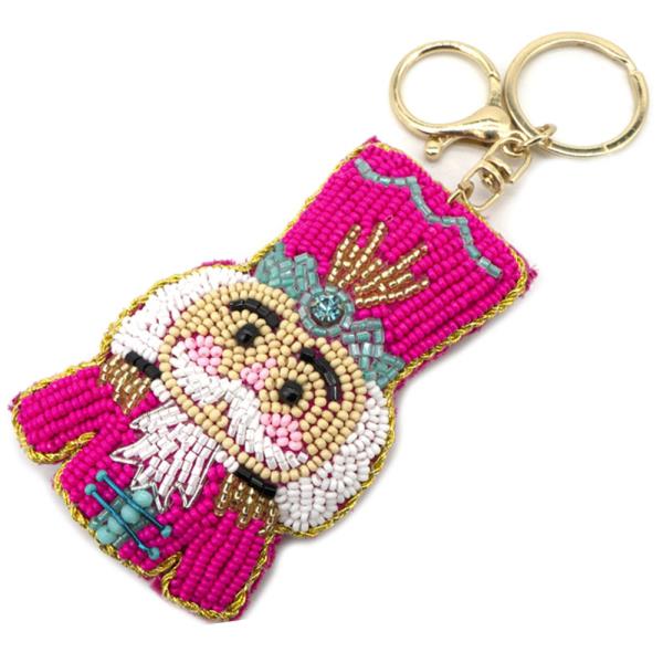 SEED BEAD NUTCRACKER KEYCHAIN