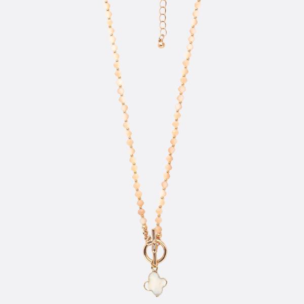 CLOVER CHARM BEADED TOGGLE CLASP NECKLACE