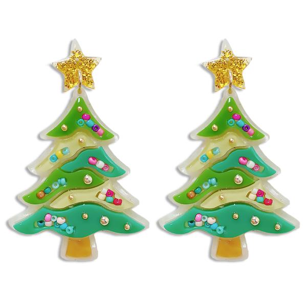 CHRISTMAS TREE DANGLE EARRING