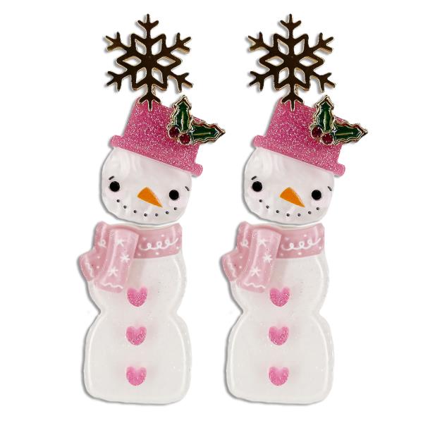 CHRISTMAS SNOWMAN DANGLE EARRING