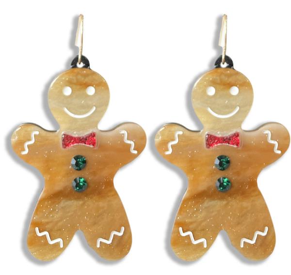 CHRISTMAS GINGERBREAD MAN DANGLE EARRING