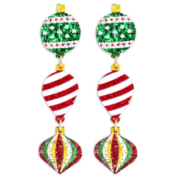 CHRISTMAS ORNAMENT DROP EARRING