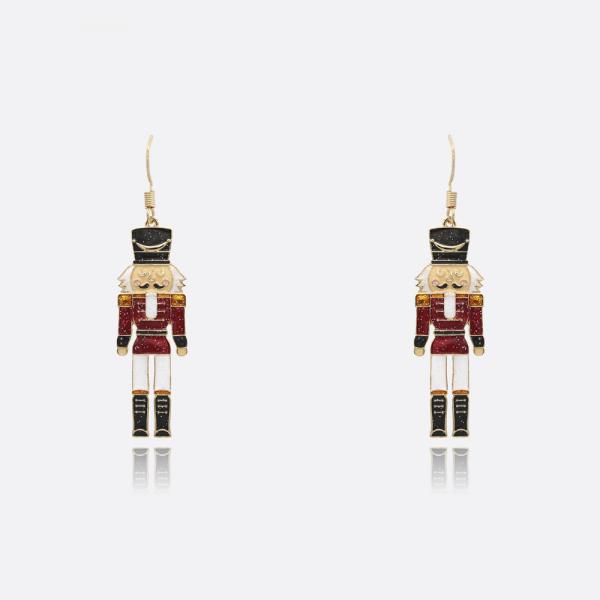 CHRISTMAS NUTCRACKER SOLDIER ENAMEL DANGLE EARRING