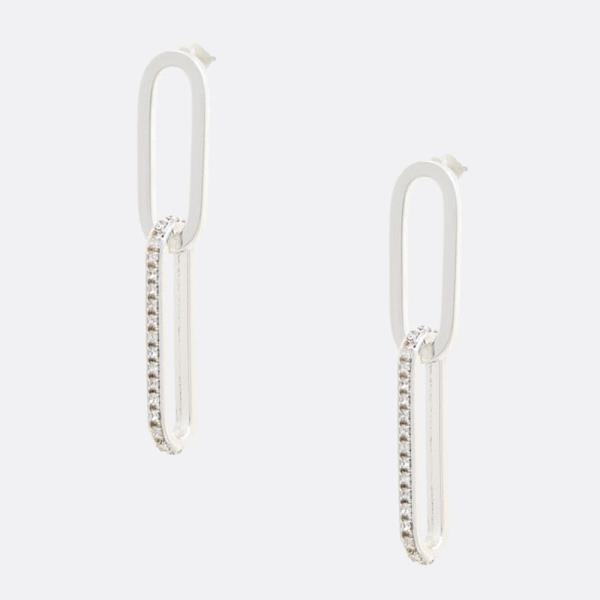 OVAL LINK RHINESTONE DANGLE EARRING