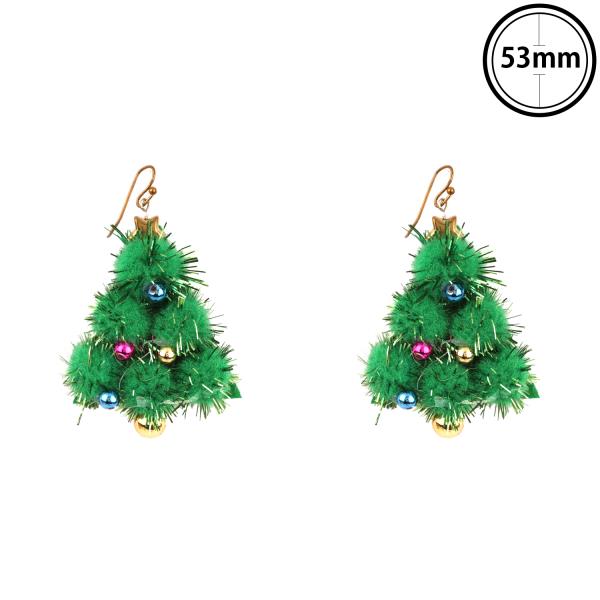 CHRISTMAS POM POM TREE DANGLE EARRING