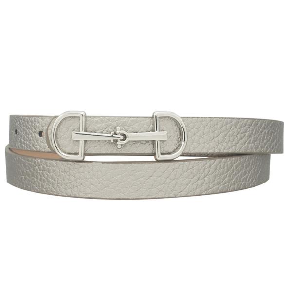 LUX D RING HORSE-BIT BUCKLE SKINNY BELT