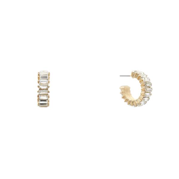 BAGUETTE RHINESTONE HOOP EARRING
