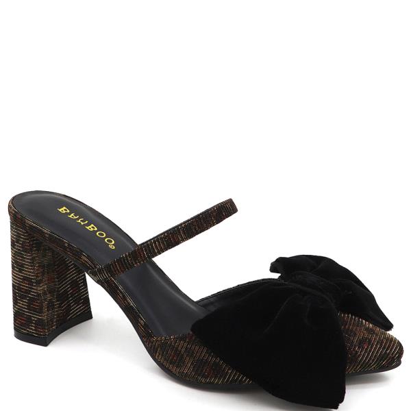 CLOSE TOE VELVET BOW MULE 12 PAIRS