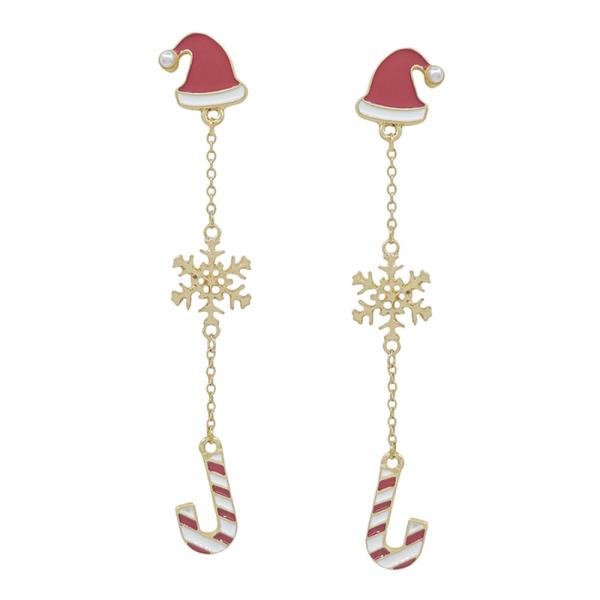 3 DROPS PEARL & MOTHER OF PEARL  & METAL CLOVER EARRING