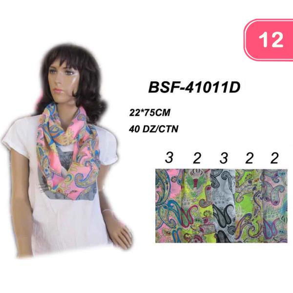 PAISLEY POLY SCARF (12 UNITS)