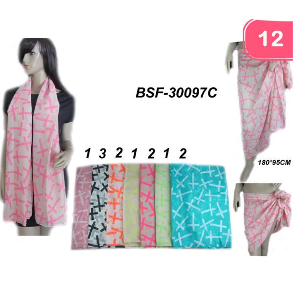 CROSS PRINT WRAPPING SCARF (12 UNITS)
