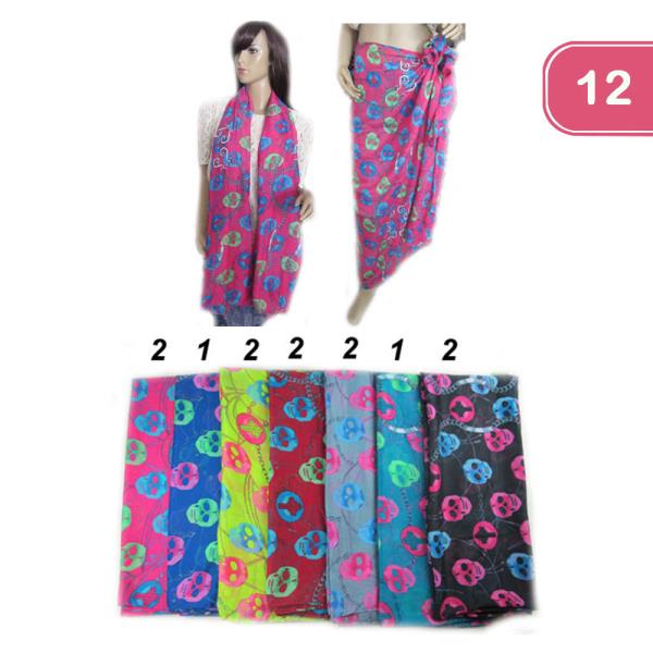 SKULL WRAP SCARF SKIRT (12 UNITS)