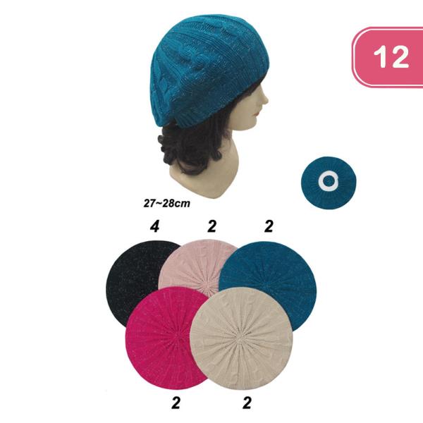 KNIT BERET HAT (12 UNITS)