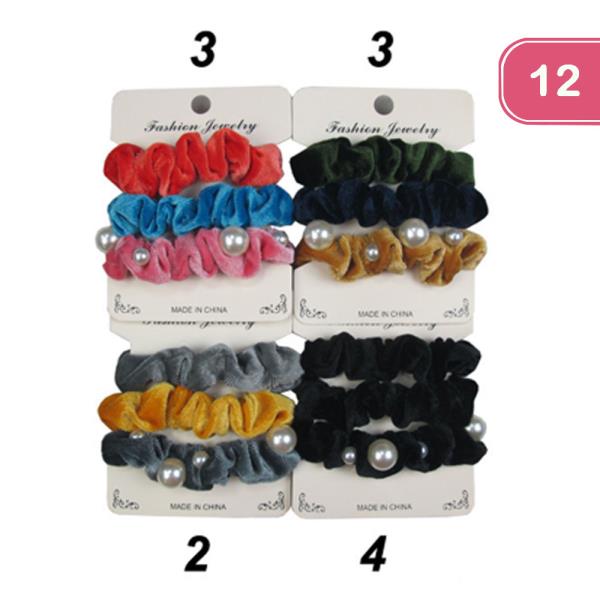 3PC VELVET HAIR SCRUNCHIE (12 UNITS)